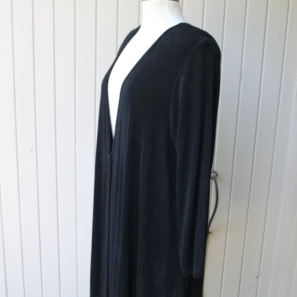 Vintage Vikki Vi Black Slinky Duster Jacket Size Women's 1X Shoulder Pads - Picture 2 of 3